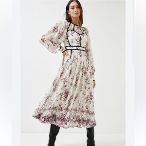 Karen Millen Petite Floral Stud Trim Woven Maxi